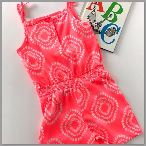 Boutique Other - NWT Girls Bright Coral/Orange Tie Dye Romper